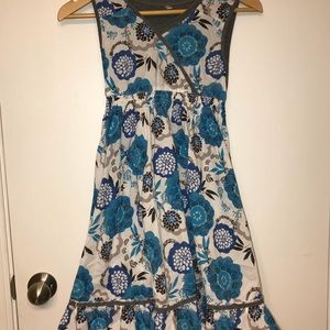 Girls blue floral ruffle dress